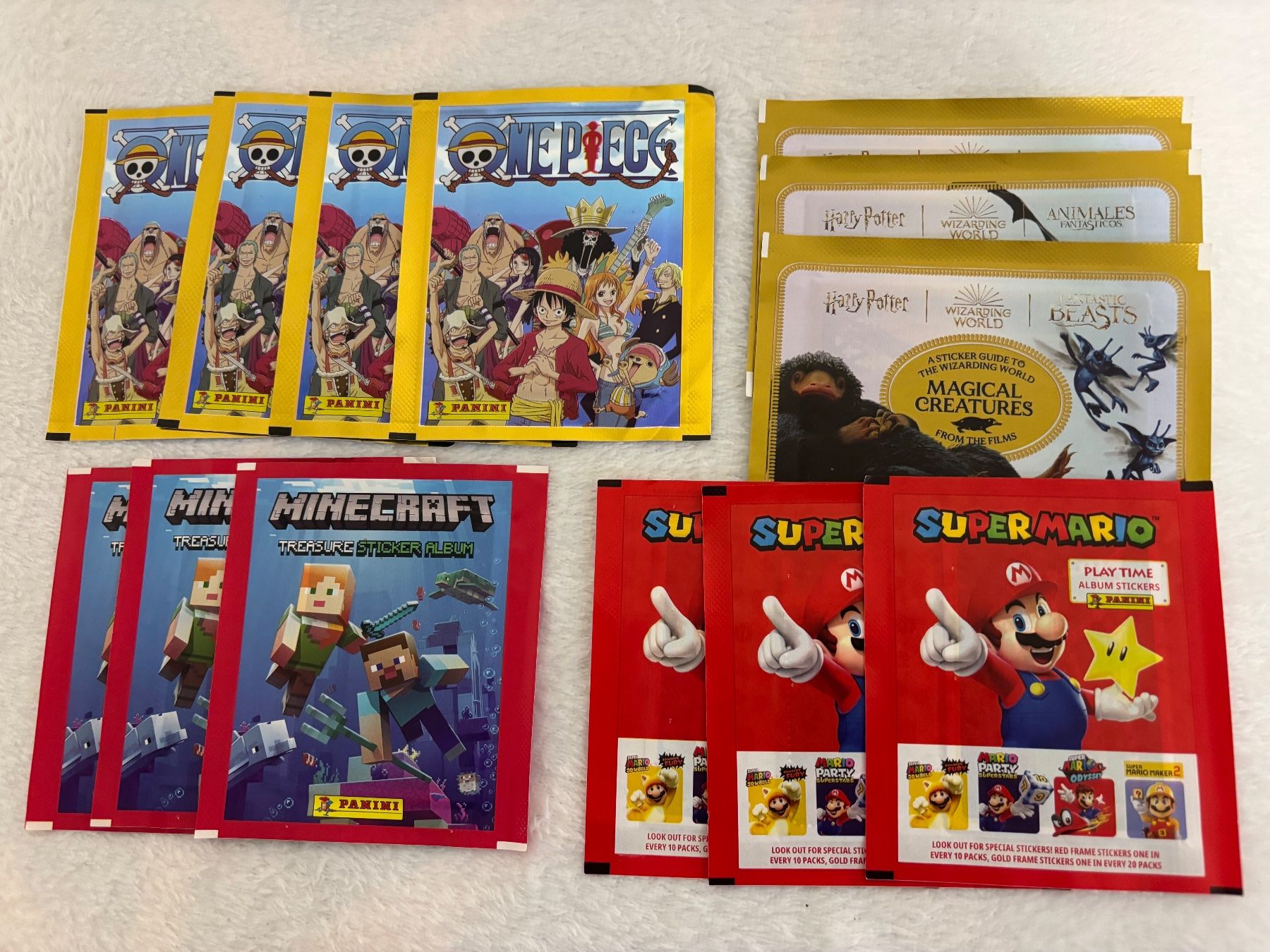 Cartoline: 13 tüten Panini - Minecraft , Mario/One piece – Nuovo e nell'imballaggio originale da Collombey venduto da Cards07