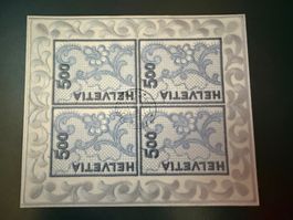 Originale gestickte Briefmarke, Stickereiblock echt gelaufen