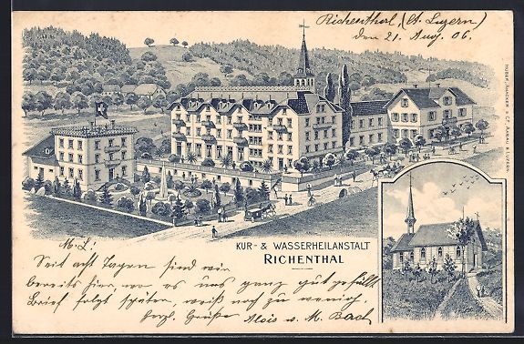 Cartoline postali: Litho Richenthal, Kneippkuranstalt und K – Usato da Berlin venduto da bartko-reher