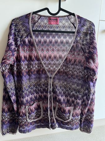 Missoni x Lindex Strickjacke Gr. S, Lila Zickzackmuster