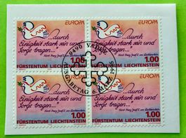 Briefmarken aus Liechtenstein 4 er Block mit Papier 
