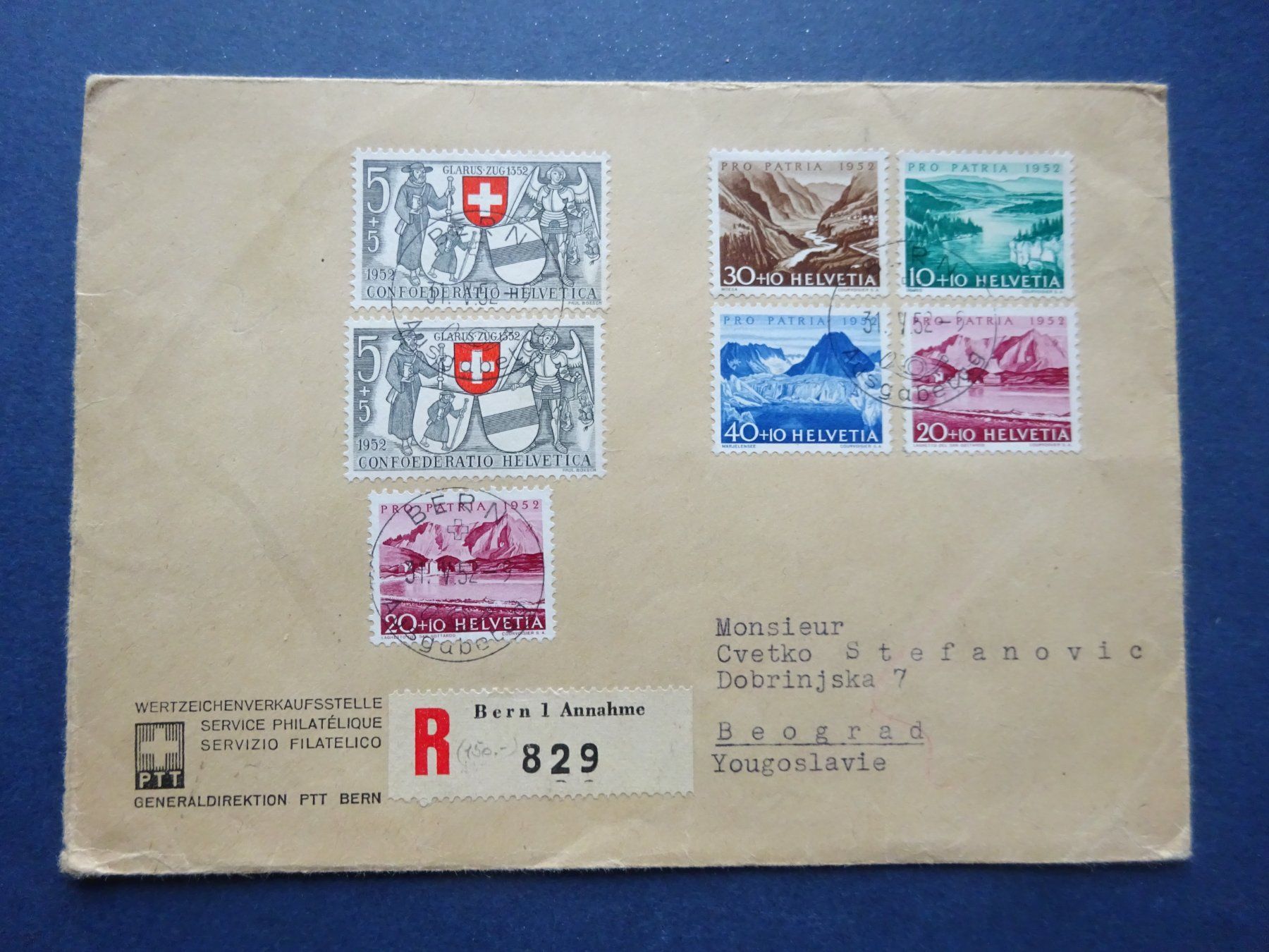 Tous les timbres: 1952 Pro Patria FDC BERN – D'occasion à Appenzell-Steinegg par adi1975