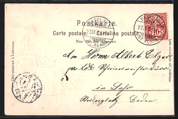 Cartes postales: Präge-AK Basel, Ortsansicht vom Wasser  – D'occasion à Berlin par bartko-reher 1