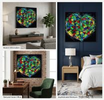 70x70cm Multicolor abstraktes Bild abstrakt Gemälde schwarz