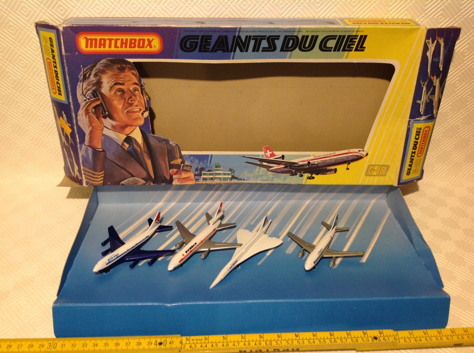 Matchbox Modellini d'auto: Matchbox , Flugzeug Gift-Set G-18 von 1979 – Usato da Seuzach venduto da Jage