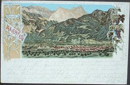 Weintrauben & Edelweiss - LITHO Gruss aus MAIENFELD 1902