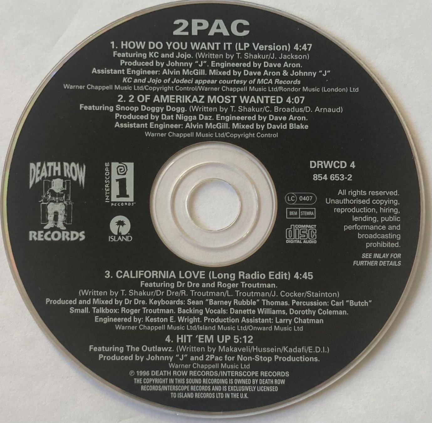 CDs: 2PAC FEATURING KC AND JOJO - HOW DO U WANT IT – D'occasion à Poliez-Pittet par Newtown-Records 1