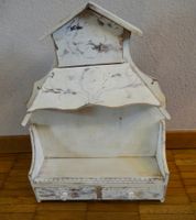 Shabby Chic Wandregal Holzregal mit Schubladen weiss.