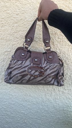 Vintage Guess Handtasche Zebra Print Braun