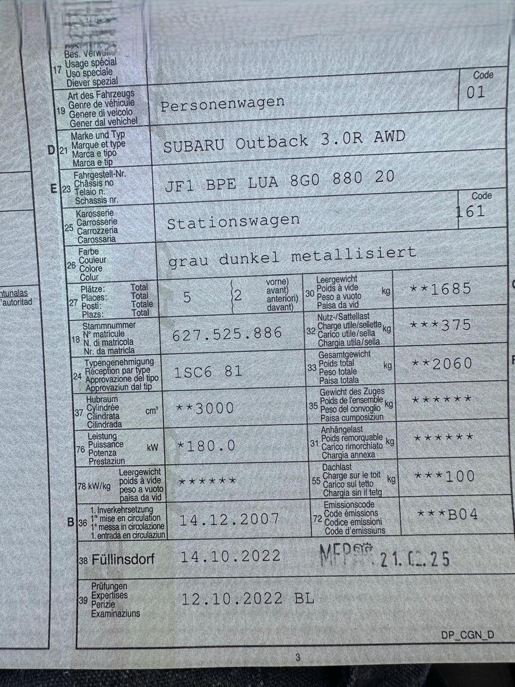 Subaru Autos: Subaru outback – Gebraucht aus Liestal von Alvis1933 5