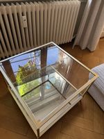 Beistelltisch Metall goldfarben mit Glasplatte quadratisch