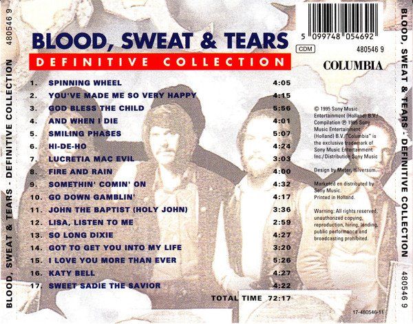 CD: set 2CD's - Blood, Sweat & Tears - inc. "Spinning Wheel" – Usato da Unterbäch venduto da yohanson 1