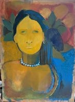 'Der starke Blick'  -  Acryl auf Karton - Maler unbekannt