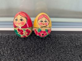 Vintage - russische Holz Figuren / Eier
