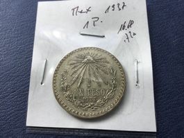 Mexiko 1933,1 Peso, Silber 720… 16.68 gr.