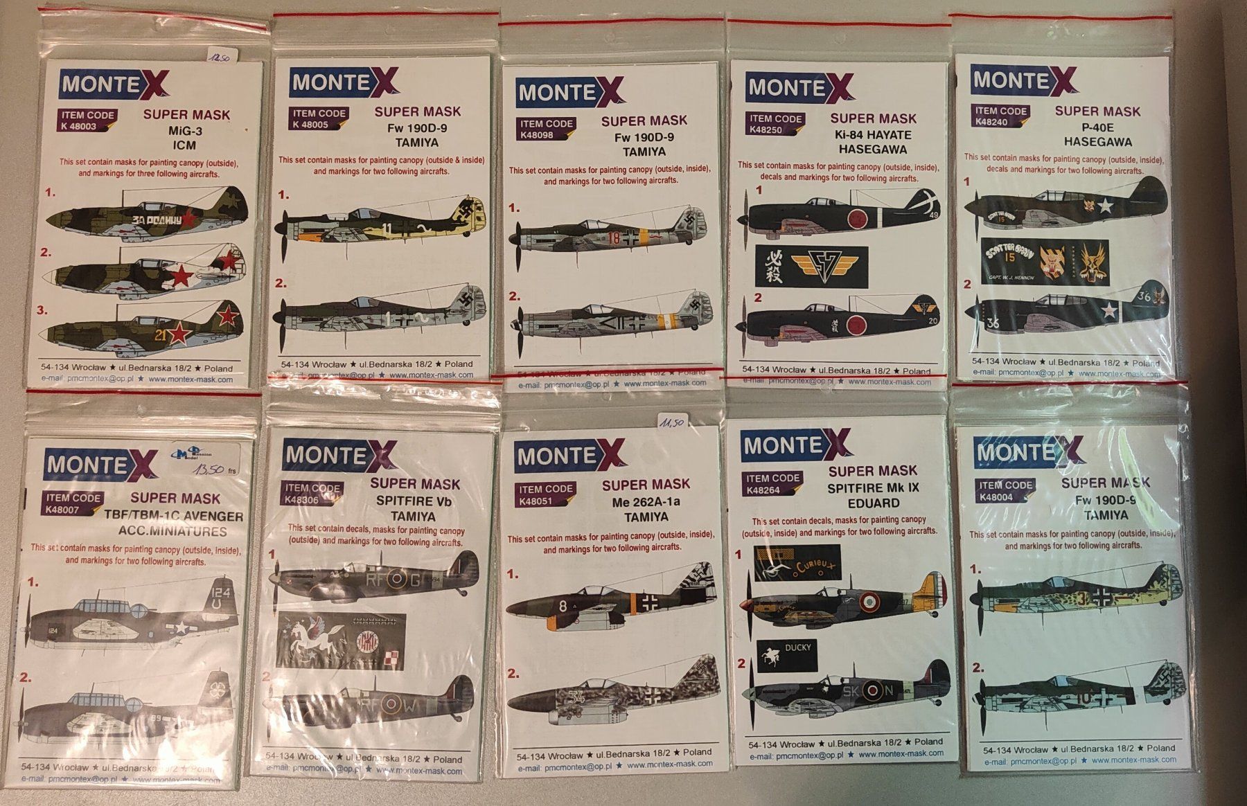 Modellbausätze & Standmodelle: 1/48 diverses masques Montex. 25 sets. – Neu (gemäss Beschreibung) aus Arconciel von breakout103