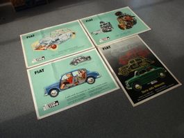 Fiat 1100 , Plakate, 4 Stk.( technische Tafeln ), 60 x 80 cm