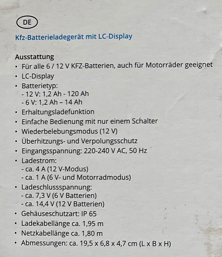 Caricabatterie: Kfz Batterieladegerät mit LC-Display – Usato da Uffikon venduto da san123day 3