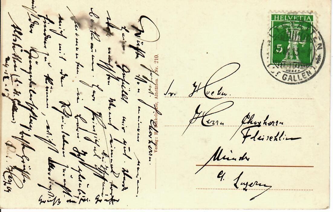 Cartoline postali: Altstätten  1913 – Usato da Hochdorf venduto da Ziegel-16 1