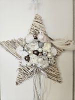 Weihnachten Stern Vogel Weihnachtsstern Türkranz Weiss Grau