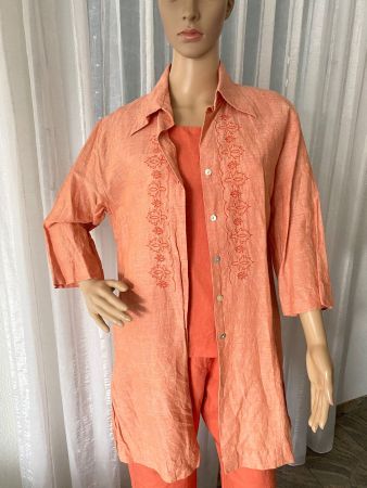 perfekter Auftritt - Leinen-Hosen-Ensemble 3-teilig, M/L