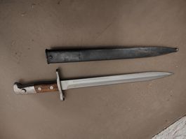 Schweizer Bajonett  mit Lederscheide, Top Zustand!
