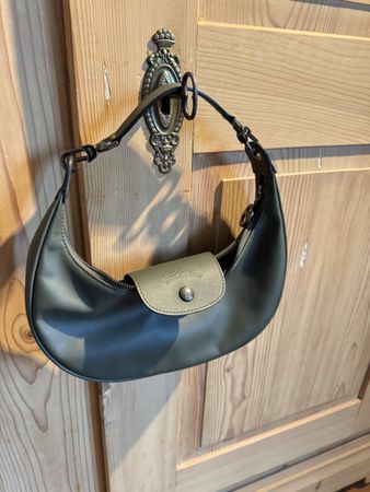 Longchamp le Pliage Baguette Tasche Olivgrün Leder, Neu!