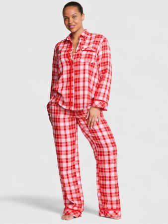 💕VICTORIA'S SECRET PINK💕 Flanell Pyjama Set Pink/Red S