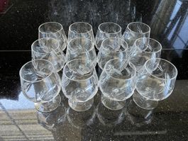 12 Stk. Sherry Whisky Kristallgläser Schliffmuster
