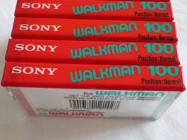 4 x Musikkassetten Sony Walkman 100 - Neu OVP