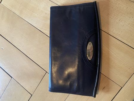 Vintage Luciano Fabbri Milano Leder Clutch schwarz