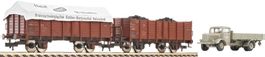 Fleischmann 521604 - 2 Güterwagen mit Ladegut/LKW - RARITÄT!