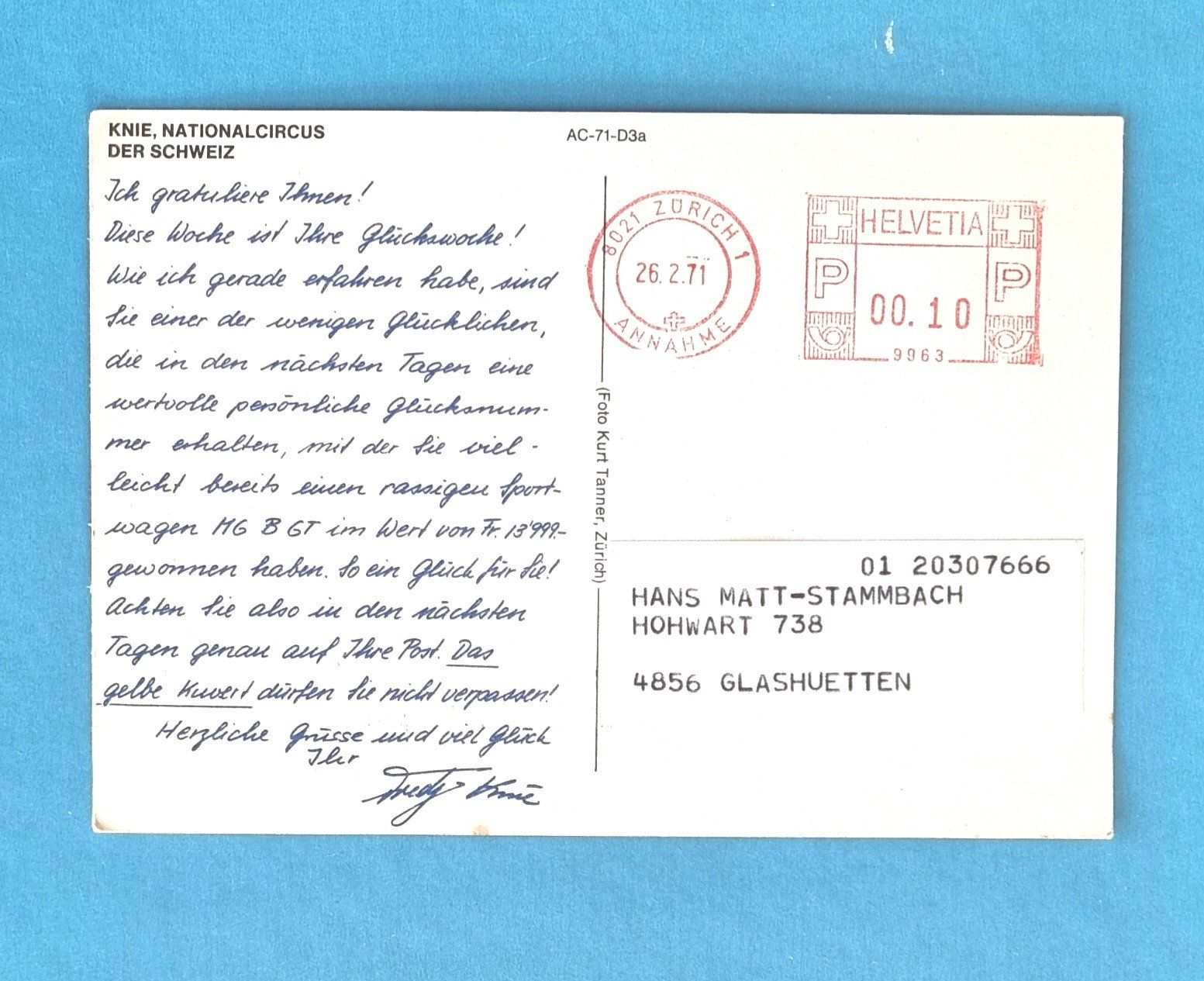 Cartoline postali: Zirkus Knie - 1971 – Usato da Rothrist venduto da RROENK 1