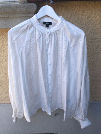 C&A Bluse weiss mit Spitze