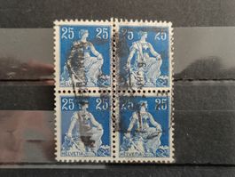 1908 Helvetia mit Schwert Viererblock Paketstempel