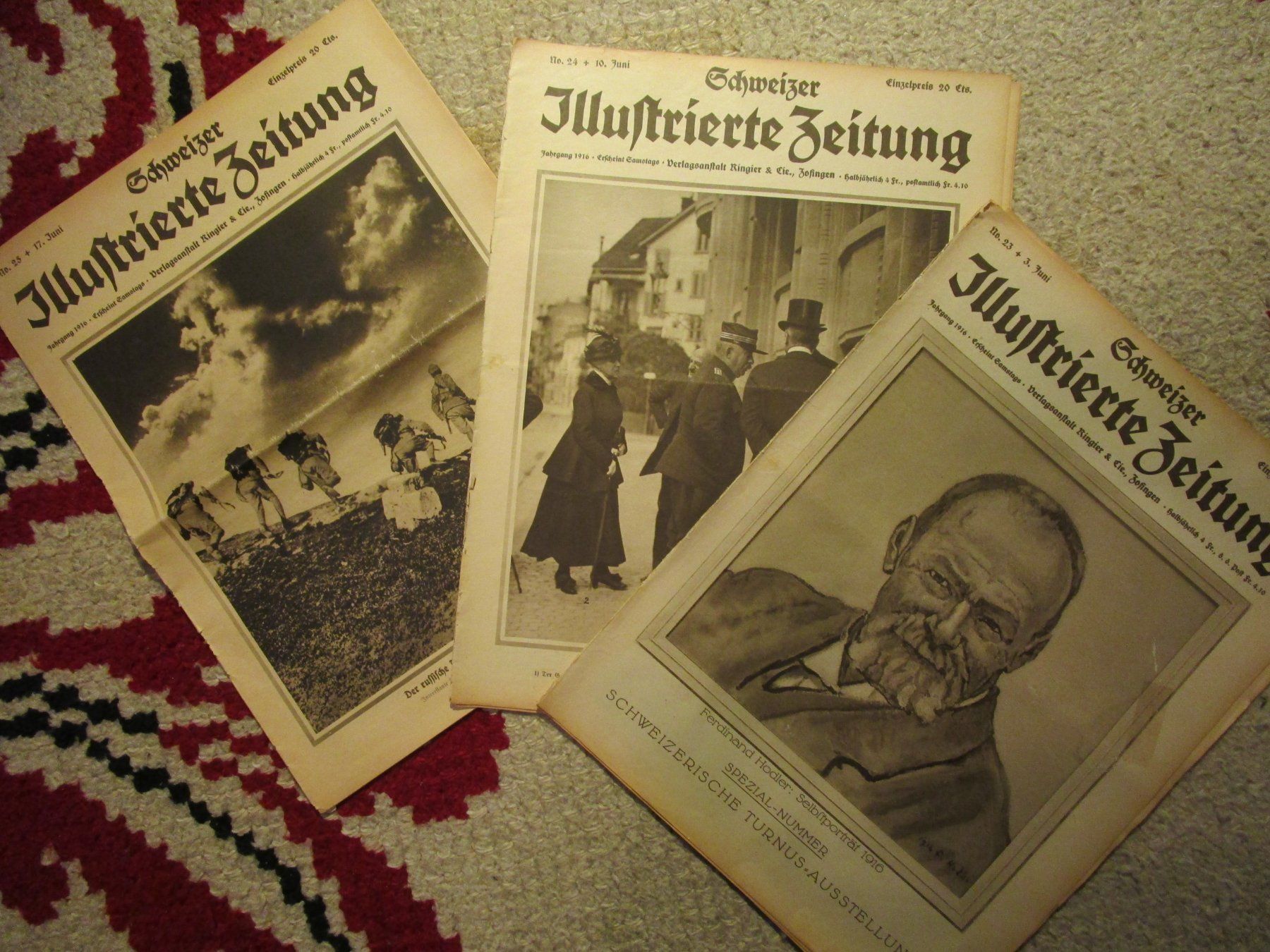 Riviste & Magazine: 3 numéros  du Schweizer illustrierte Zeitung  1916 – Usato da Matran venduto da madren