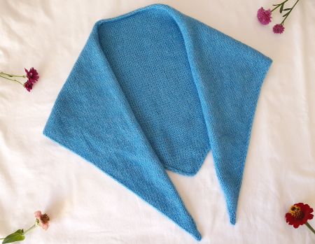 Dreieckstuch Handgestrickt, Unikat, Geschenk, Azur