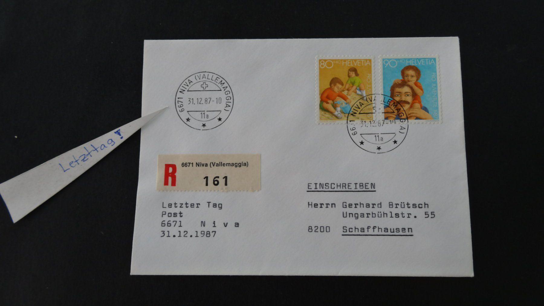 Alle Briefmarken: NIVA (Vallemaggia) R-B  Letzttag s. selten !!  31.12.87 105 – Gebraucht aus Anwil von C-DAIHA