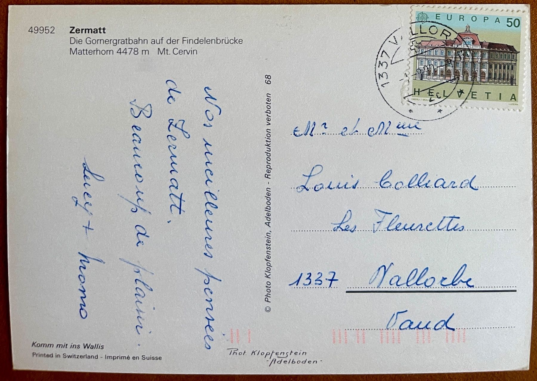 Cartoline postali: ZERMATT - Gornergratbahn - Findelenbrücke – Usato da Lutry venduto da Ediego 1