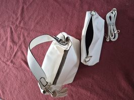Tasche weiss mit kleiner Tasche und Schultergurt neu