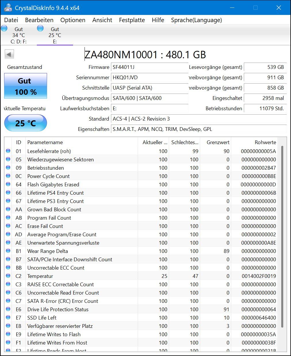 Seagate Harddisks: NAS SSD Ironwolf 110 480GB 11079std – Gebraucht aus Neuhausen von Juhui584 2