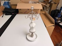 Schmuckstaender Mannequin Retro weiss mit Fassung