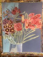 Acrylbild Blumenstrauss in Vase auf Leinwand bunt