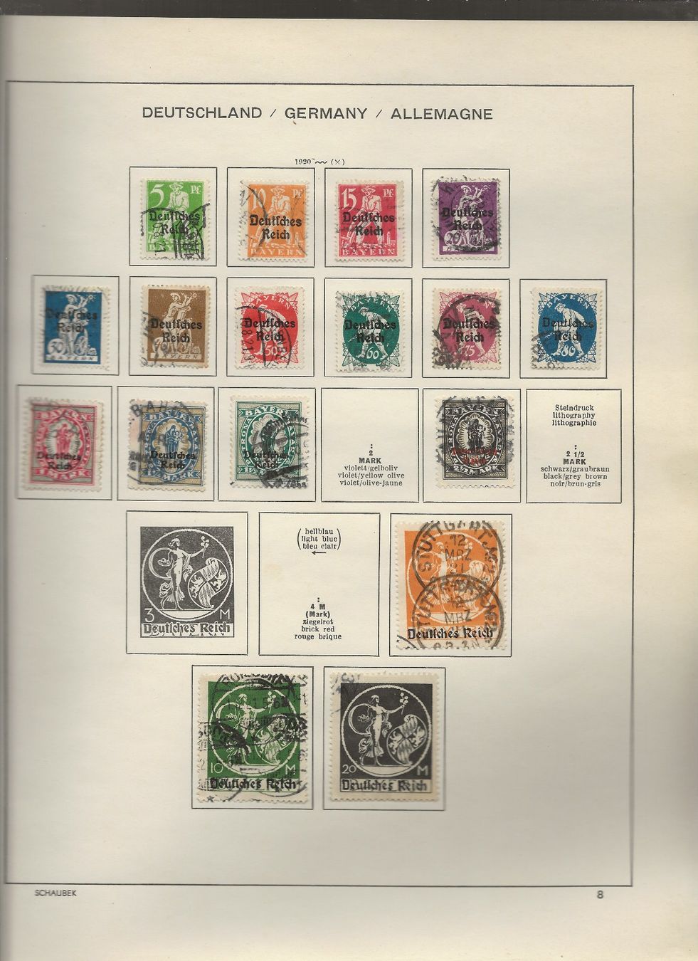 Tutti i francobolli: Marken Deutschland 1920 bis 1923 – Usato da Au ZH venduto da xelagreb01 1