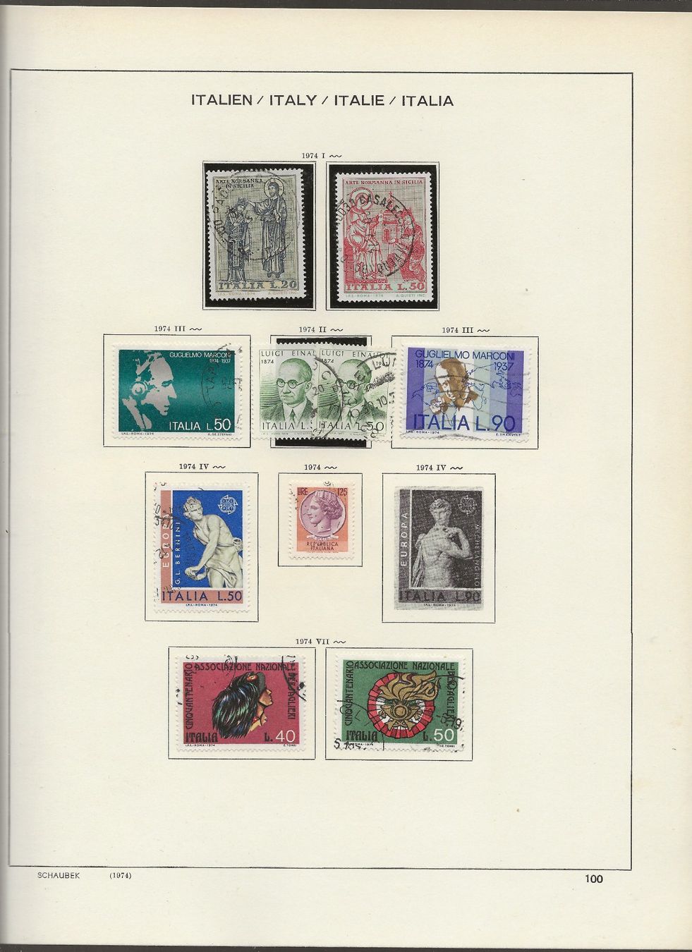 Alle Briefmarken: Marken Italien 1972 bis 1974 – Gebraucht aus Au ZH von xelagreb01 7