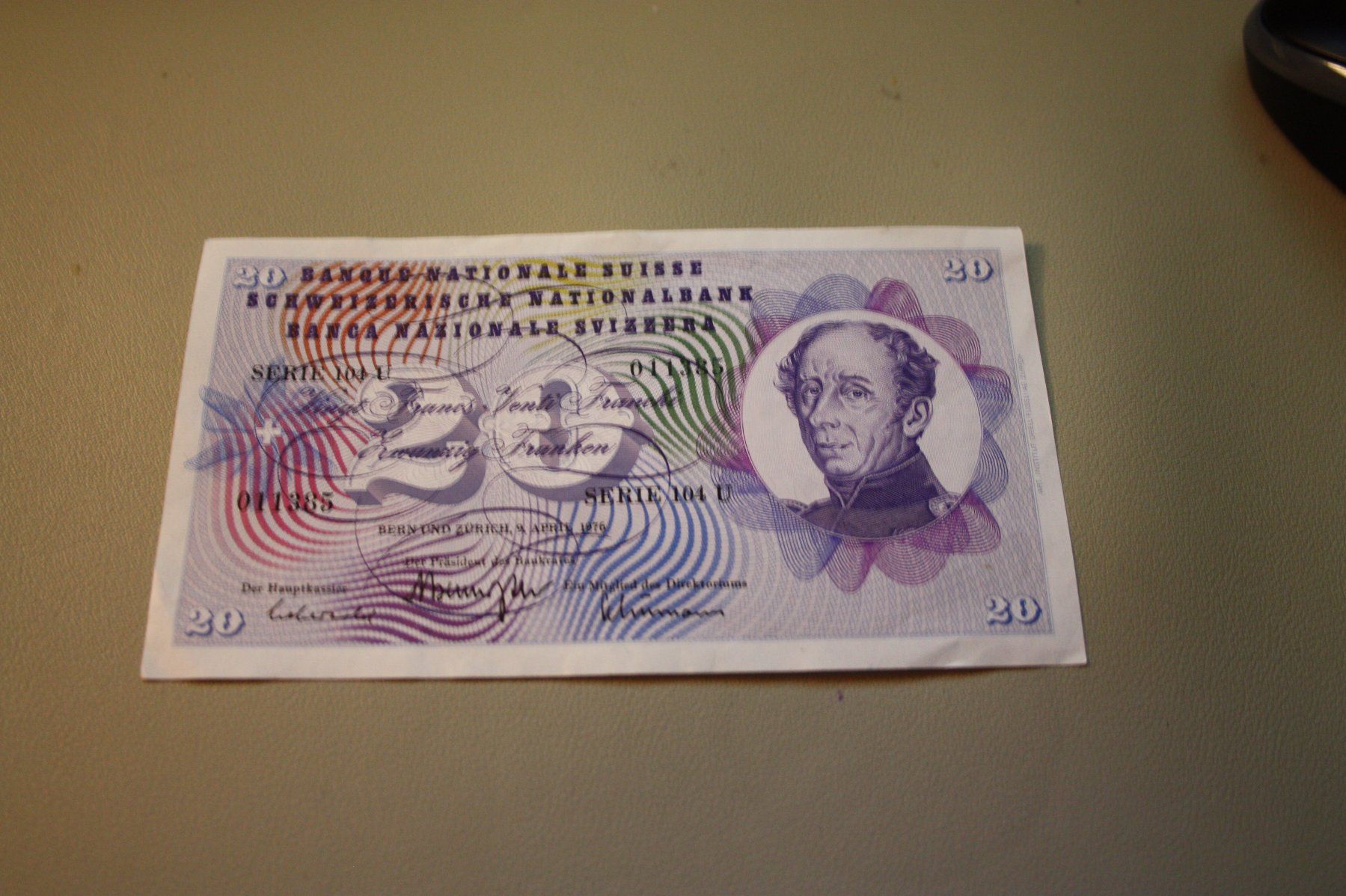Banconote: Note Schweiz 20 Franken 09.04.1976 – Usato da Flüelen venduto da Alt-und-Neu 1