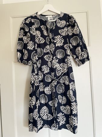 H&M Kleid dunkelblau mit Muschelmuster Gr. S