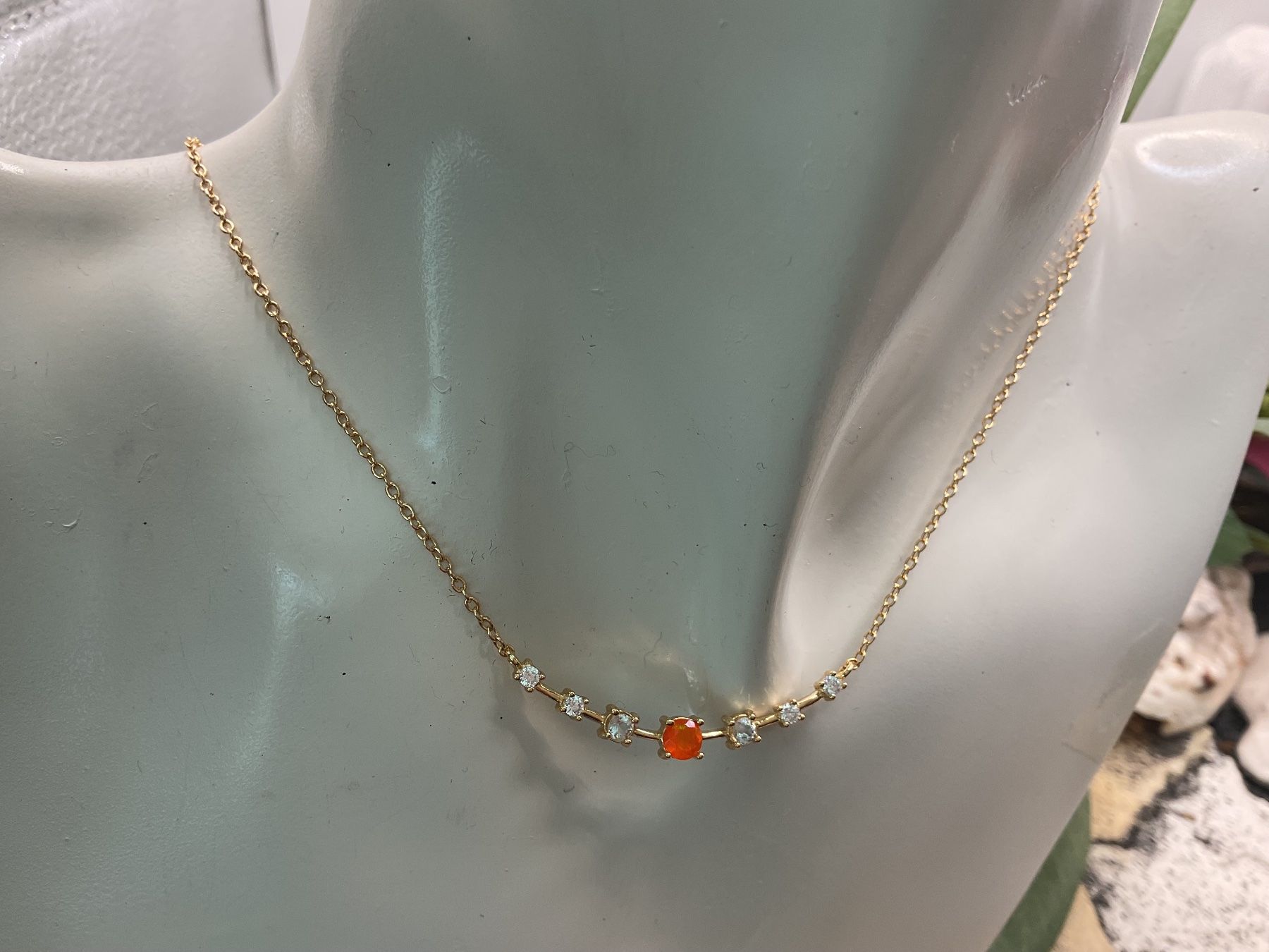 Catenine: Zartes Collier in Sterlingsilber mit Opal – Nuovo (secondo la descrizione) da Luzern venduto da S.Kern01 2