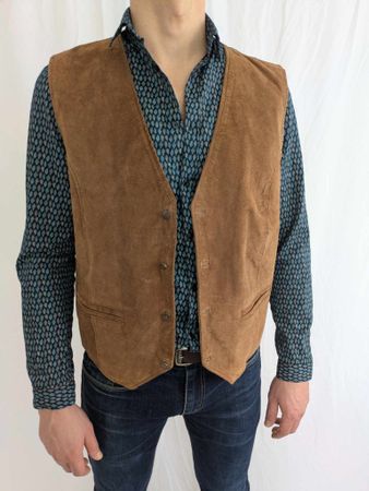 Echtes Leder Wildleder Weste Lazy, Gr. 52 Braun Vintage