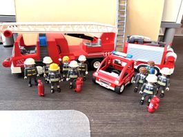 Playmobil Feuerwehr Konvolut mit Fahrzeugen und Figuren